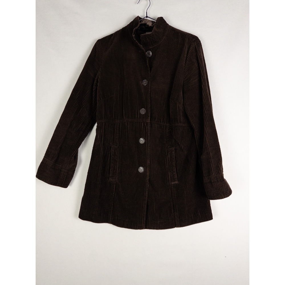 VTG J Jill Corduroy Chore Jacket Womens XS Brown Button Up Single Breasted